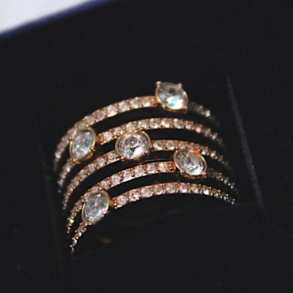 SOLD NEW Swarovski Rose Gold Crystal Layer Ring - Picture 2 of 6